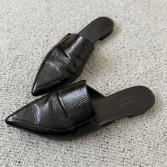 Everlane Shoes - Everlane Black Patent Leather Mules Pointed Toe size 10